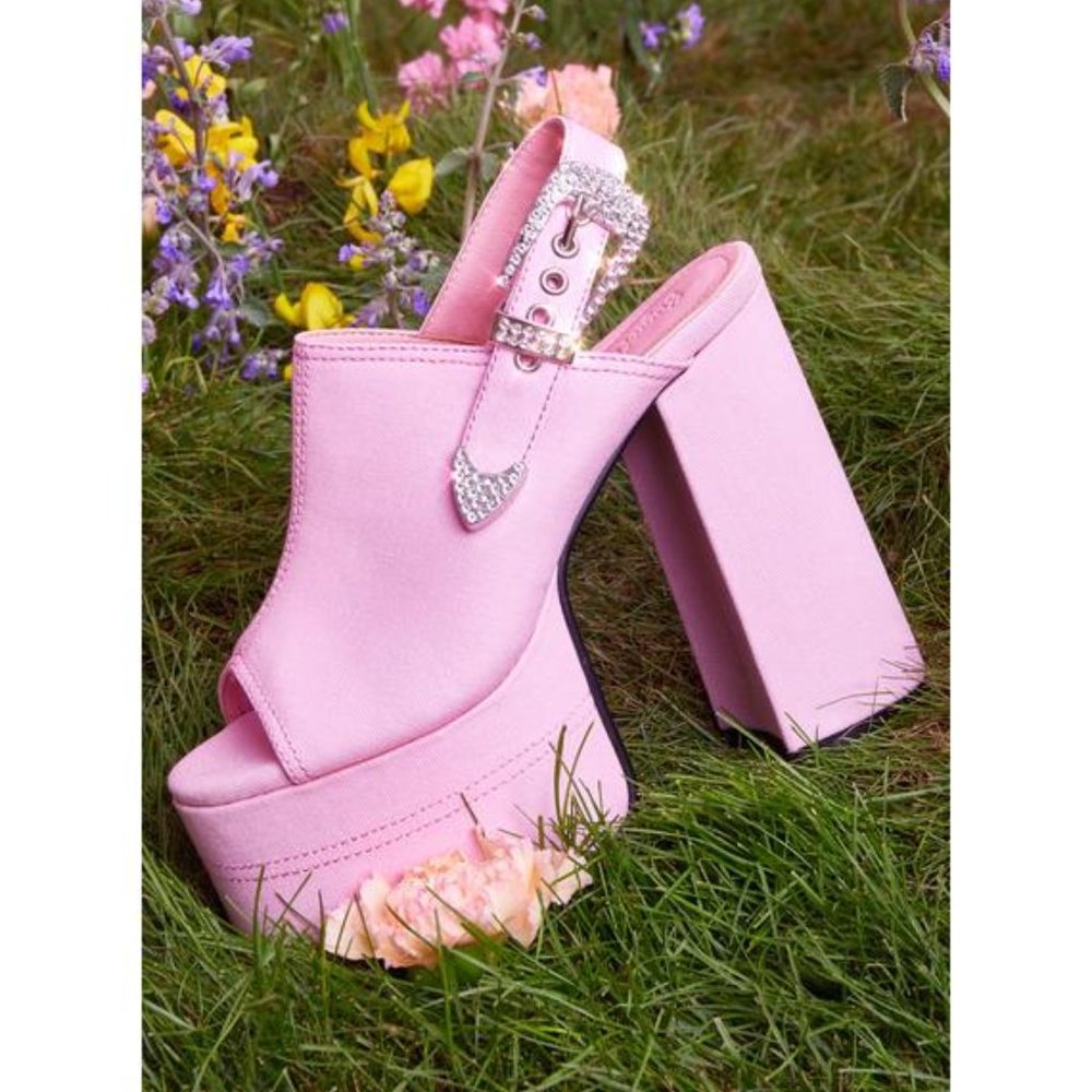 Sugar Thrillz x Dolls Kill - Western Fields Rhinestone Buckle Sandals